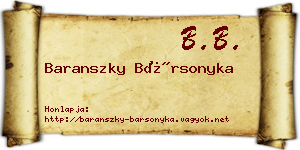 Baranszky Bársonyka névjegykártya